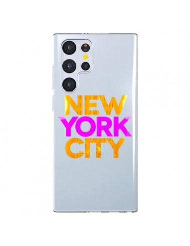 Coque Samsung Galaxy S22 Ultra 5G New York City NYC Orange Rose Transparente - Javier Martinez