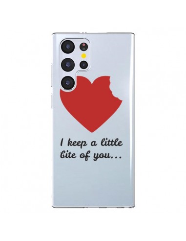 Coque Samsung Galaxy S22 Ultra 5G I keep a little bite of you Love Heart Amour Transparente - Julien Martinez