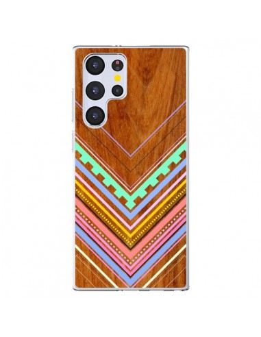 Coque Samsung Galaxy S22 Ultra 5G Azteque Arbutus Pastel Bois Aztec Tribal - Jenny Mhairi