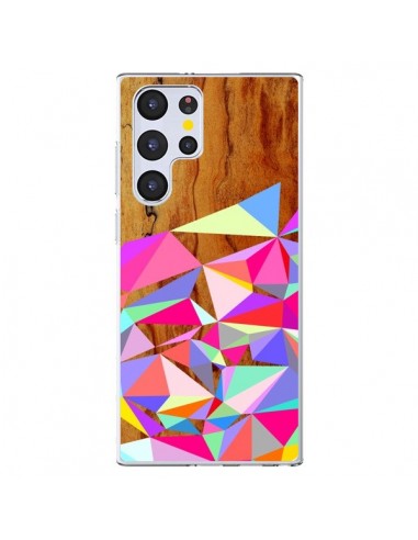 Coque Samsung Galaxy S22 Ultra 5G Wooden Multi Geo Bois Azteque Aztec Tribal - Jenny Mhairi