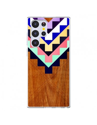 Coque Samsung Galaxy S22 Ultra 5G Wooden Tribal Bois Azteque Aztec Tribal - Jenny Mhairi