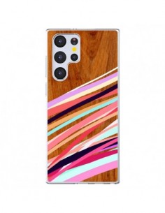 Coque Samsung Galaxy S22 Ultra 5G Wooden Waves Coral Bois...