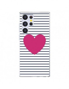 Coque Samsung Galaxy S22 Ultra 5G Coeur Traits Marin -...