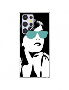 Coque Samsung Galaxy S22 Ultra 5G Fille Lunettes Bleues -...