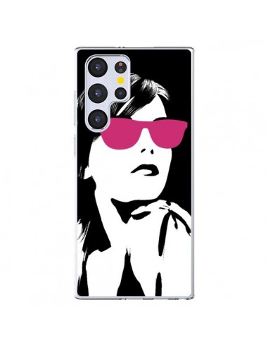 Coque Samsung Galaxy S22 Ultra 5G Fille Lunettes Roses - Jonathan Perez