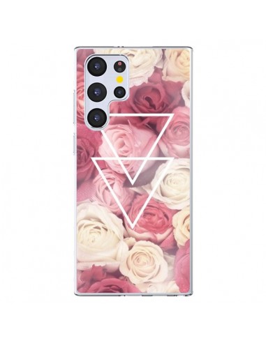 Coque Samsung Galaxy S22 Ultra 5G Roses Triangles Fleurs - Jonathan Perez
