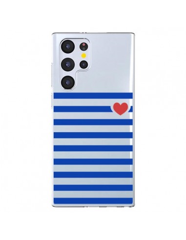 Coque Samsung Galaxy S22 Ultra 5G Mariniere Coeur Love Transparente - Jonathan Perez