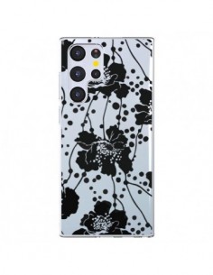 Coque Samsung Galaxy S22 Ultra 5G Fleurs Noirs Flower...