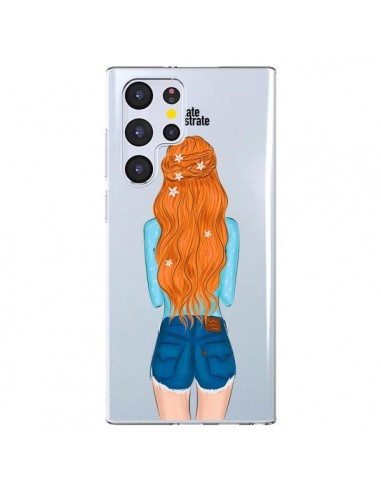 Coque Samsung Galaxy S22 Ultra 5G Red Hair Don't Care Rousse Transparente - kateillustrate