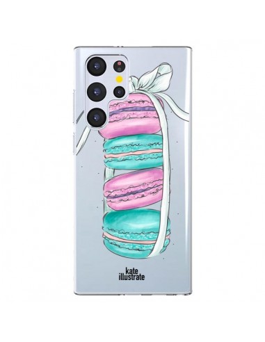 Coque Samsung Galaxy S22 Ultra 5G Macarons Pink Mint Rose Transparente - kateillustrate