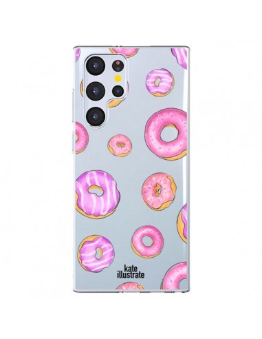 Coque Samsung Galaxy S22 Ultra 5G Pink Donuts Rose Transparente - kateillustrate