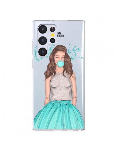 Coque Samsung Galaxy S22 Ultra 5G Bubble Girls Tiffany Bleu Transparente - kateillustrate