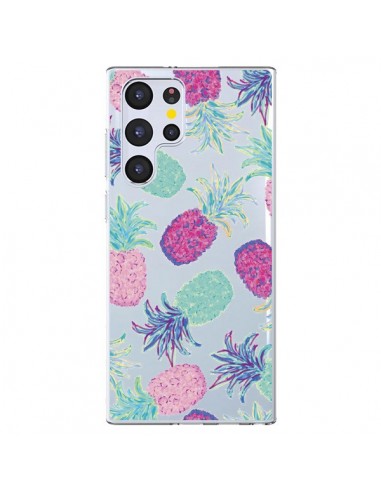 Coque Samsung Galaxy S22 Ultra 5G Ananas Pineapple Fruit Ete Summer Transparente - Lisa Argyropoulos