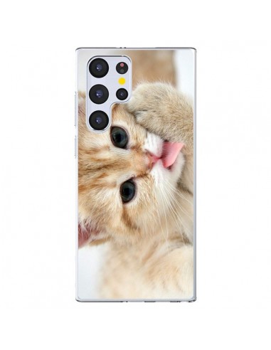 Coque Samsung Galaxy S22 Ultra 5G Chat Cat Tongue - Laetitia