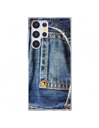 Coque Samsung Galaxy S22 Ultra 5G Jean Bleu Vintage - Laetitia