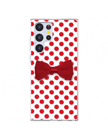 Coque Samsung Galaxy S22 Ultra 5G Noeud Papillon Rouge Girly Bow Tie - Laetitia