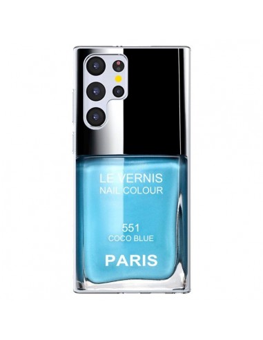 Coque Samsung Galaxy S22 Ultra 5G Vernis Paris Coco Blue Bleu - Laetitia