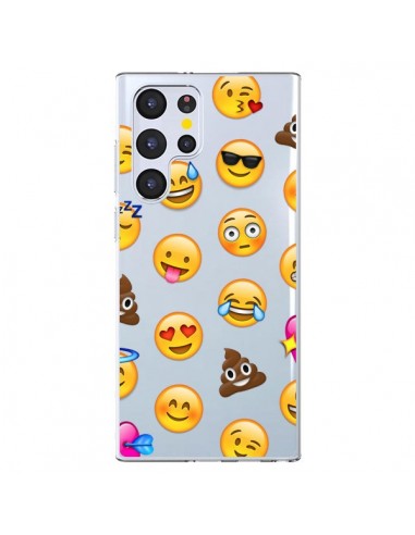 Coque Samsung Galaxy S22 Ultra 5G Emoticone Emoji Transparente - Laetitia