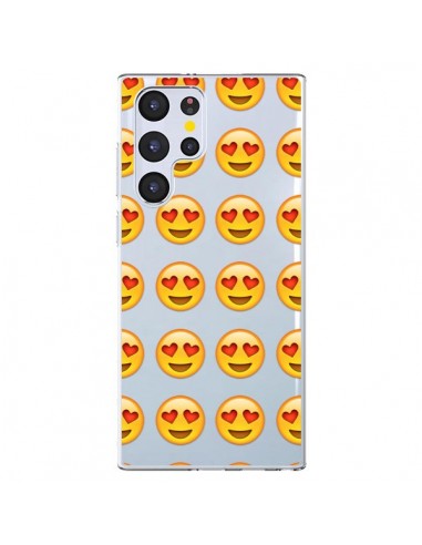 Coque Samsung Galaxy S22 Ultra 5G Love Amoureux Smiley Emoticone Emoji Transparente - Laetitia
