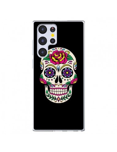 Coque Samsung Galaxy S22 Ultra 5G Tête de Mort Mexicaine Multicolore Noir - Laetitia