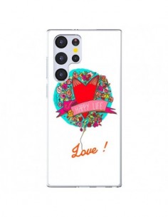 Coque Samsung Galaxy S22 Ultra 5G Love Happy Life -...