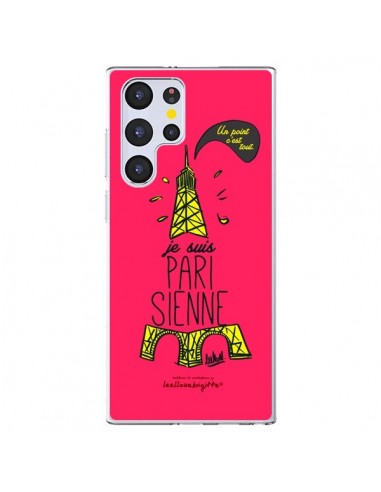 Coque Samsung Galaxy S22 Ultra 5G Je suis Parisienne La Tour Eiffel Rose - Leellouebrigitte