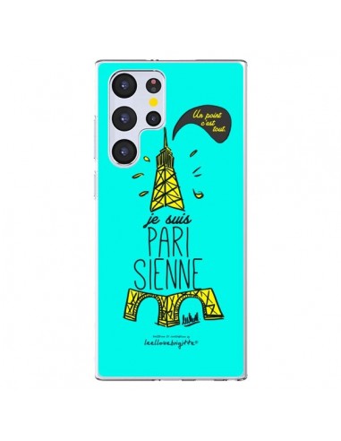Coque Samsung Galaxy S22 Ultra 5G Je suis Parisienne La Tour Eiffel Bleu - Leellouebrigitte