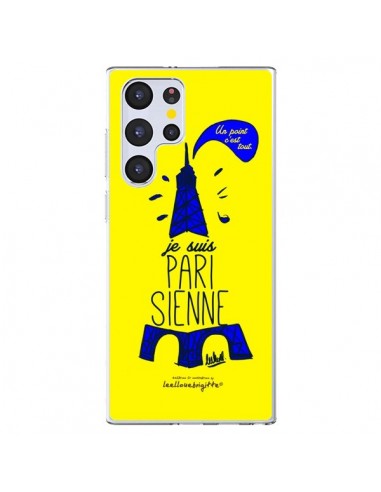 Coque Samsung Galaxy S22 Ultra 5G Je suis Parisienne La Tour Eiffel Jaune - Leellouebrigitte