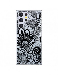 Coque Samsung Galaxy S22 Ultra 5G Lace Fleur Flower Noir...