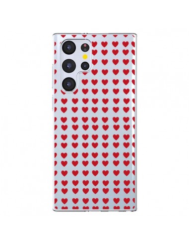 Coque Samsung Galaxy S22 Ultra 5G Coeurs Heart Love Amour Red Transparente - Petit Griffin