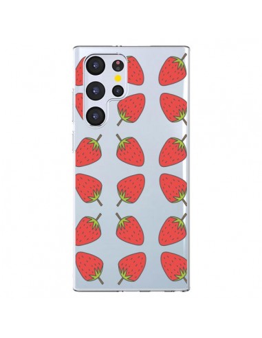 Coque Samsung Galaxy S22 Ultra 5G Fraise Fruit Strawberry Transparente - Petit Griffin