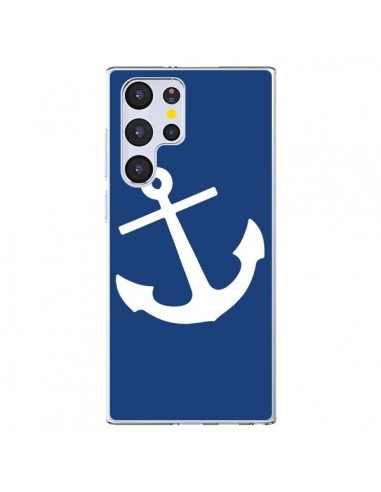 Coque Samsung Galaxy S22 Ultra 5G Ancre Navire Navy Blue Anchor - Mary Nesrala