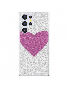 Coque Samsung Galaxy S22 Ultra 5G Coeur Rose Argent Love...