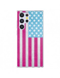 Coque Samsung Galaxy S22 Ultra 5G Drapeau USA Vintage -...