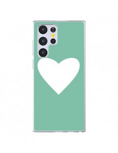 Coque Samsung Galaxy S22 Ultra 5G Coeur Mint Vert - Mary...