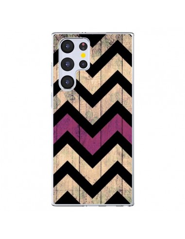 Coque Samsung Galaxy S22 Ultra 5G Chevron Vintage Bois Wood - Mary Nesrala