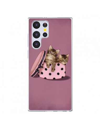 Coque Samsung Galaxy S22 Ultra 5G Chaton Chat Kitten Boite Pois - Maryline Cazenave