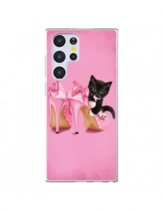 Coque Samsung Galaxy S22 Ultra 5G Chaton Chat Noir Kitten...