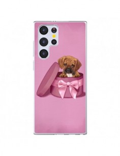 Coque Samsung Galaxy S22 Ultra 5G Chien Dog Boite Noeud...