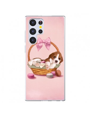 Coque Samsung Galaxy S22 Ultra 5G Chien Dog Panier Noeud Papillon Macarons - Maryline Cazenave