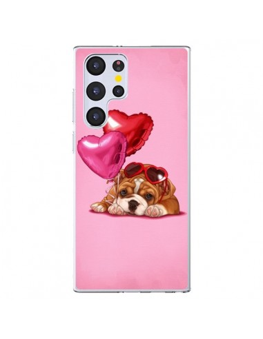 Coque Samsung Galaxy S22 Ultra 5G Chien Dog Lunettes Coeur Ballon - Maryline Cazenave