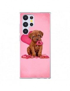 Coque Samsung Galaxy S22 Ultra 5G Chien Dog Gateau Coeur...