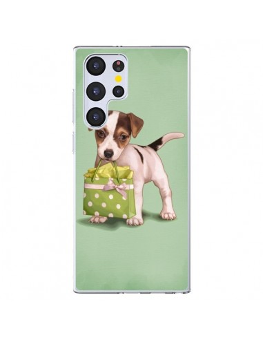 Coque Samsung Galaxy S22 Ultra 5G Chien Dog Shopping Sac Pois Vert - Maryline Cazenave