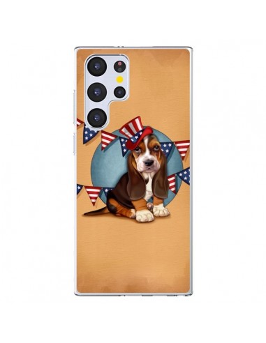 Coque Samsung Galaxy S22 Ultra 5G Chien Dog USA Americain - Maryline Cazenave