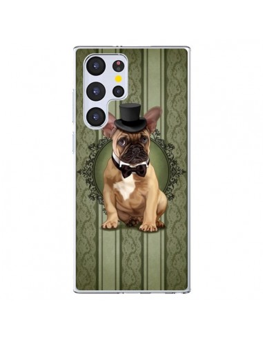 Coque Samsung Galaxy S22 Ultra 5G Chien Dog Bulldog Noeud Papillon Chapeau - Maryline Cazenave