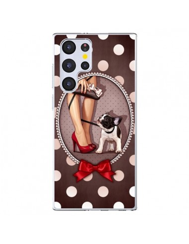Coque Samsung Galaxy S22 Ultra 5G Lady Jambes Chien Dog Pois Noeud papillon - Maryline Cazenave