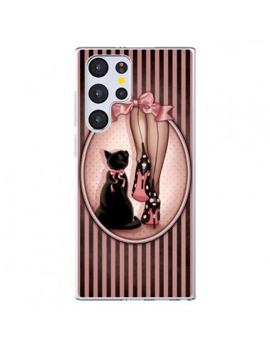 Coque Samsung Galaxy S22 Ultra 5G Lady Chat Noeud Papillon Pois Chaussures - Maryline Cazenave