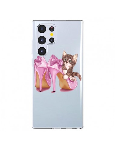 Coque Samsung Galaxy S22 Ultra 5G Chaton Chat Kitten Chaussures Shoes Transparente - Maryline Cazenave