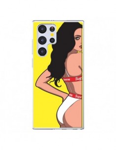 Coque Samsung Galaxy S22 Ultra 5G Pop Art Femme Jaune -...