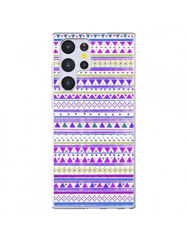 Coque Samsung Galaxy S22 Ultra 5G Bandana Violet Azteque - Monica Martinez